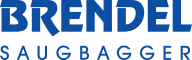 Logo von Brendel Saugbagger in blauer Schrift auf weißem Hintergrund.